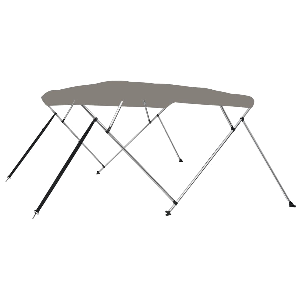 Bimini di Prua con Tendalino 4 Archi Grigio 236x199x135 cm 94807