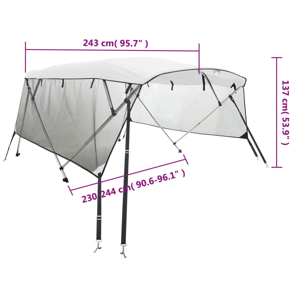 Bimini Prua con Pareti Laterali Rete 4Archi 243x(230-244)x137cm 94853