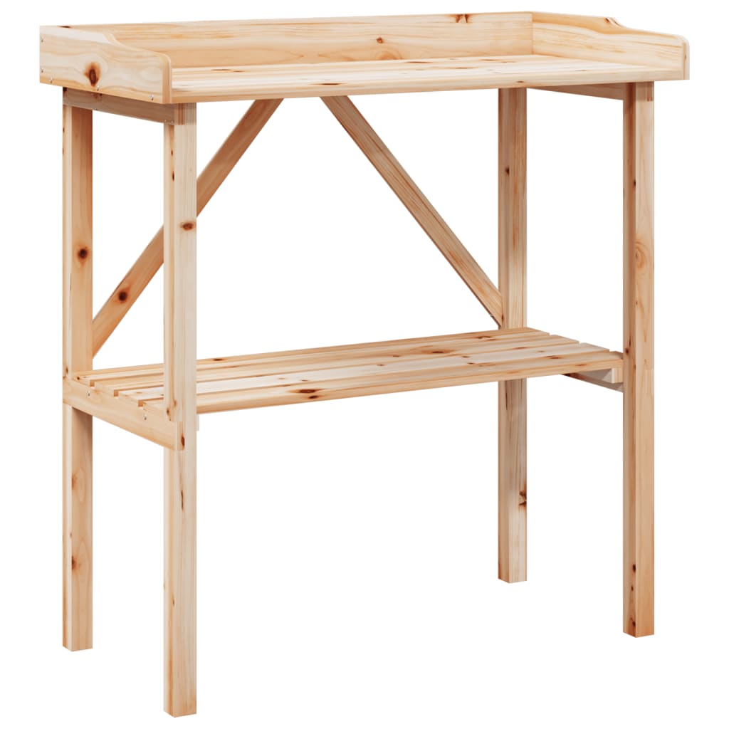 Tavolo Piante con Ripiano 78x38x,82,5cm Legno Massello di Abete 156349