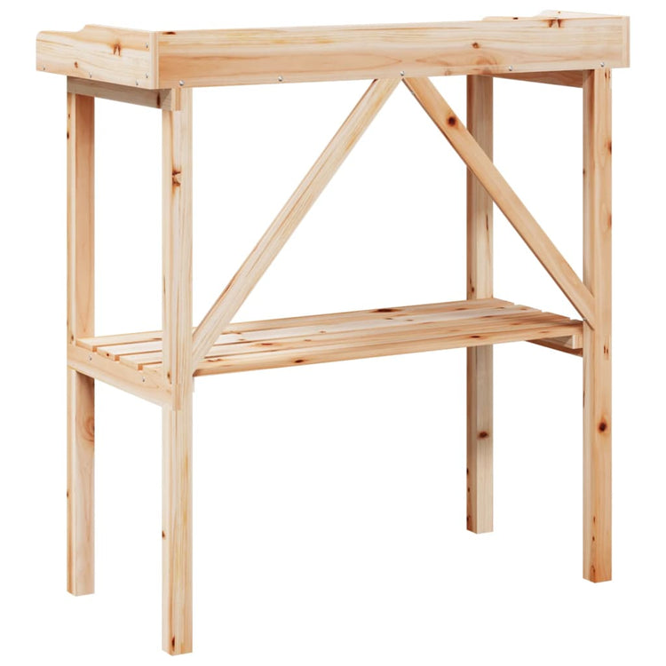 Tavolo Piante con Ripiano 78x38x,82,5cm Legno Massello di Abete 156349