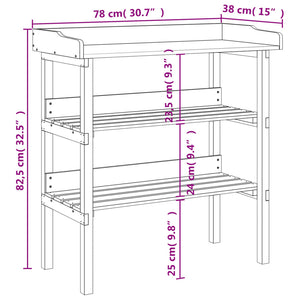 Tavolo Piante con Ripiani 78x38x,82,5cm Legno Massello Abete 156352