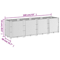 Fioriera da Giardino Grigio Chiaro 160x40x53 cm in PP 367857