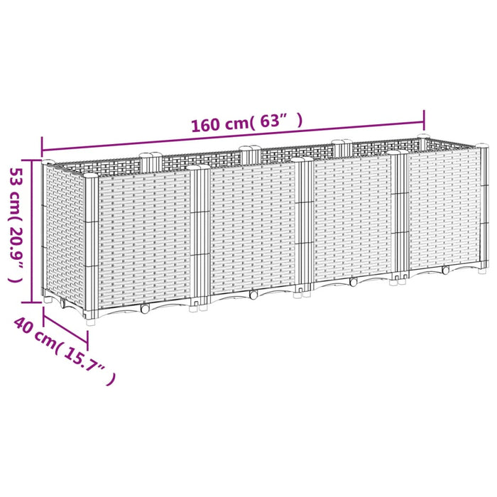 Fioriera da Giardino Grigio Chiaro 160x40x53 cm in PP 367857