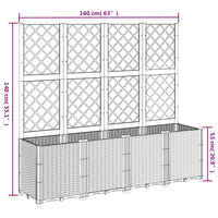 Fioriera Giardino con Traliccio Grigio Chiaro 160x40x140 cm PP 367872