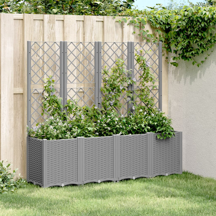 Fioriera Giardino con Traliccio Grigio Chiaro 160x40x140 cm PP 367872