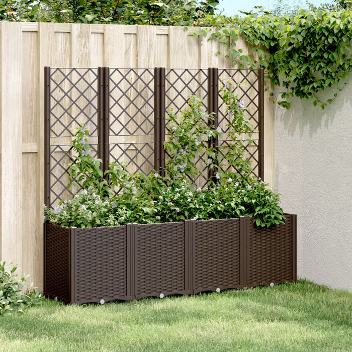 Fioriera da Giardino con Traliccio Marrone 160x40x140 cm in PP 367875