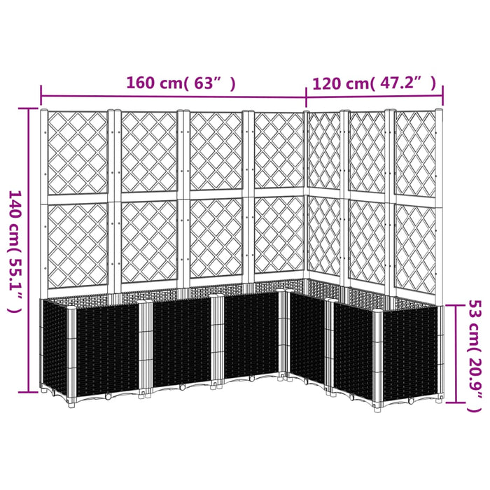 Fioriera da Giardino con Graticcio Bianco 160x120x140 cm in PP 367879