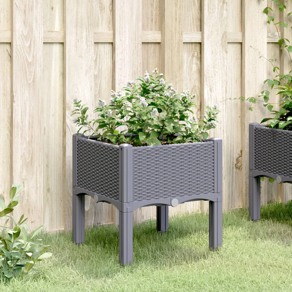 Fioriera da Giardino con Gambe Grigia 40x40x42 cm in PPcod mxl 91306