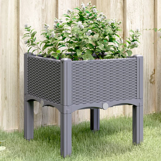 Fioriera da Giardino con Gambe Grigia 40x40x42 cm in PP 367886