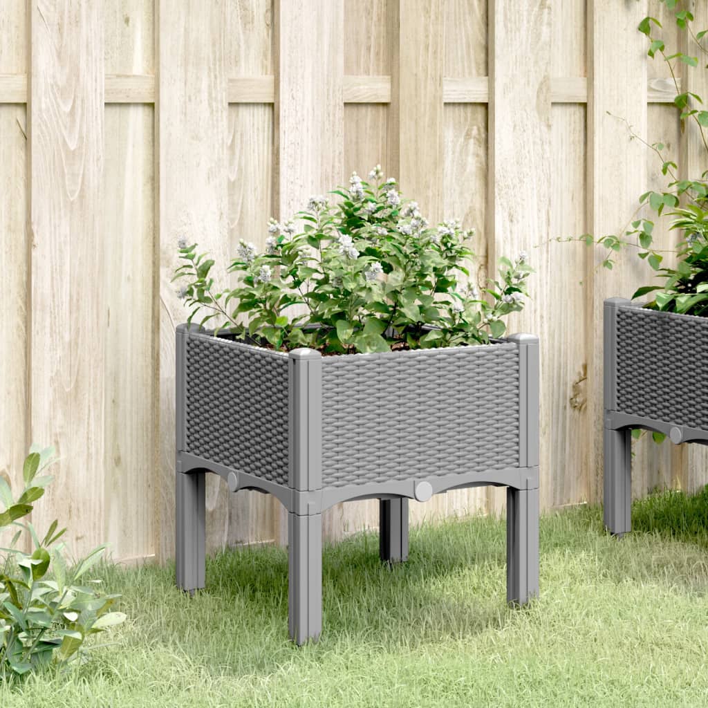 Fioriera da Giardino con Gambe Grigio Chiaro 40x40x42 cm in PPcod mxl 115320