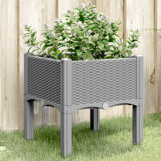 Fioriera da Giardino con Gambe Grigio Chiaro 40x40x42 cm in PP 367887