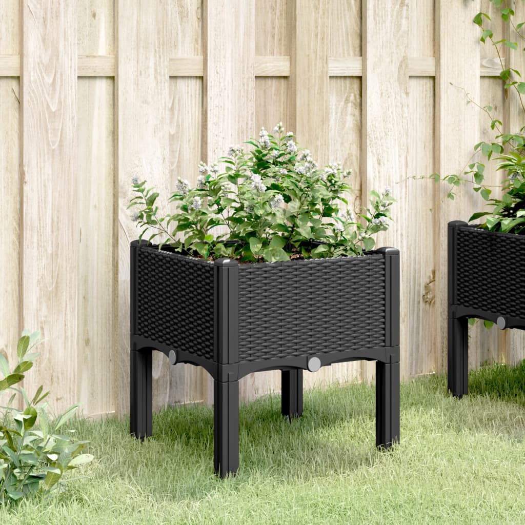 Fioriera da Giardino con Gambe Nera 40x40x42 cm in PP 367888