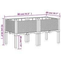 Fioriera da Giardino con Gambe Grigio Chiaro 80x40x42 cm in PP 367892