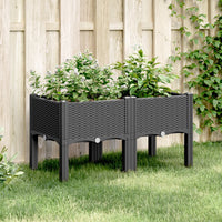 Fioriera da Giardino con Gambe Nera 80x40x42 cm in PP 367893