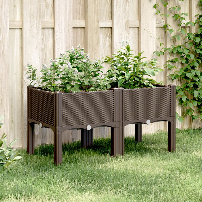 Fioriera da Giardino con Gambe Marrone 80x40x42 cm in PP 367895