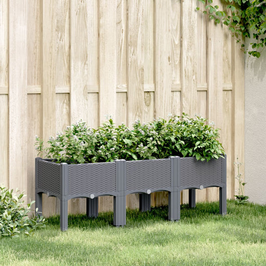 Fioriera da Giardino con Gambe Grigia 120x40x42 cm in PP 367896