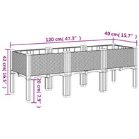 Fioriera da Giardino con Gambe Marrone 120x40x42 cm in PP 367900