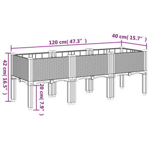 Fioriera da Giardino con Gambe Marrone 120x40x42 cm in PP 367900