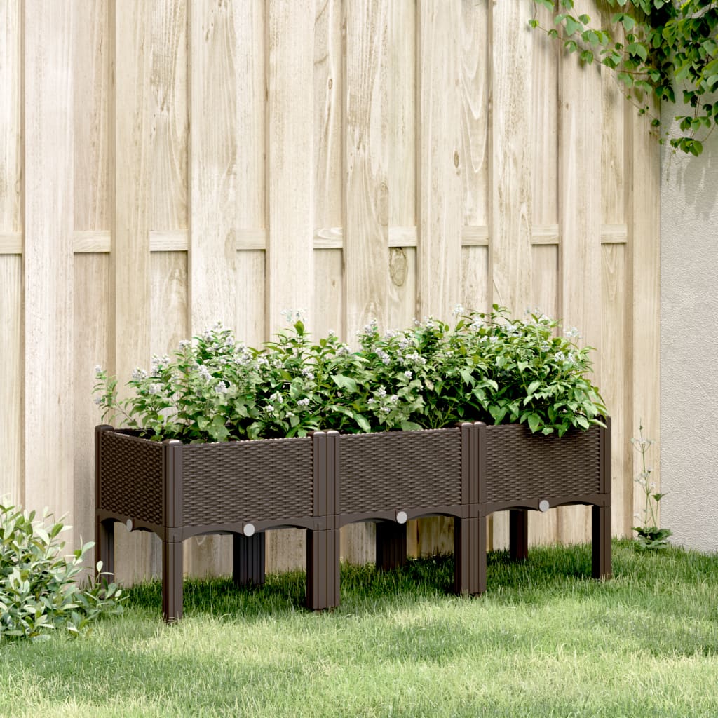 Fioriera da Giardino con Gambe Marrone 120x40x42 cm in PP 367900