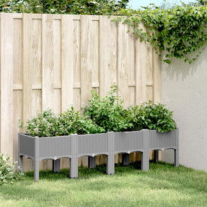 Fioriera da Giardino con Gambe Grigio Chiaro 160x40x42 cm in PP 367902