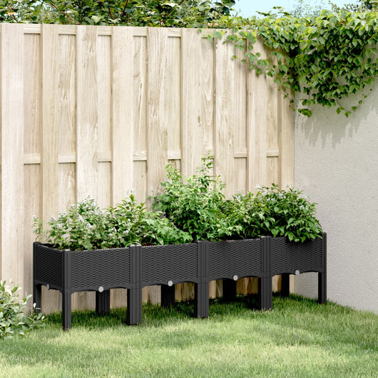 Fioriera da Giardino con Gambe Nera 160x40x42 cm in PP 367903