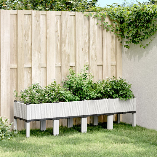 Fioriera da Giardino con Gambe Bianco 160x40x42 cm in PP 367904