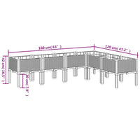 Fioriera da Giardino con Gambe Grigia 160x120x42 cm in PP 367906