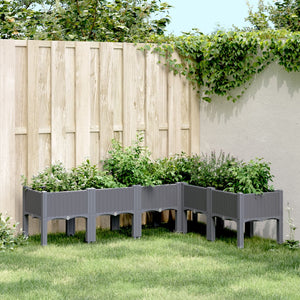 Fioriera da Giardino con Gambe Grigia 160x120x42 cm in PP 367906