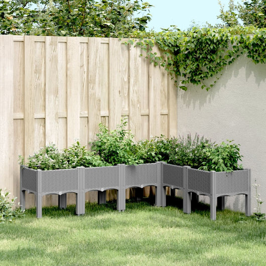 Fioriera da Giardino con Gambe Grigio Chiaro 160x120x42 cm PP 367907