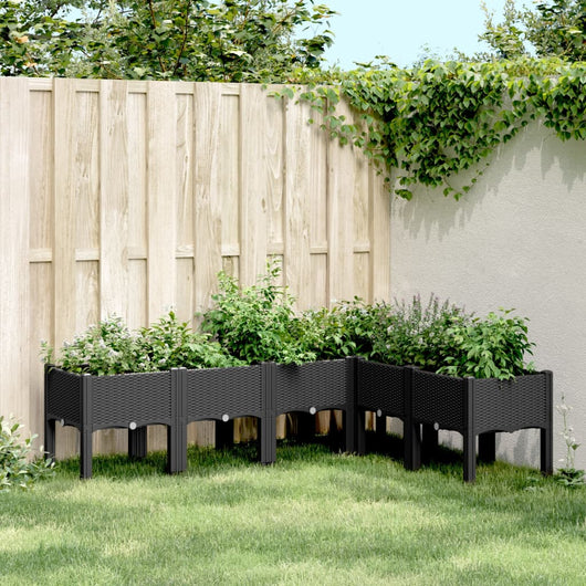 Fioriera da Giardino con Gambe Nera 160x120x42 cm in PP 367908