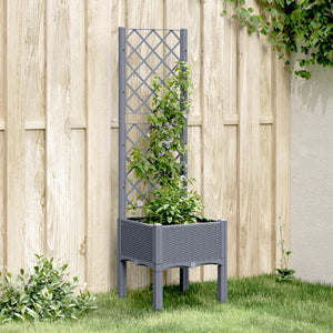 Fioriera da Giardino con Traliccio Grigia 40x40x142 cm in PPcod mxl 115614