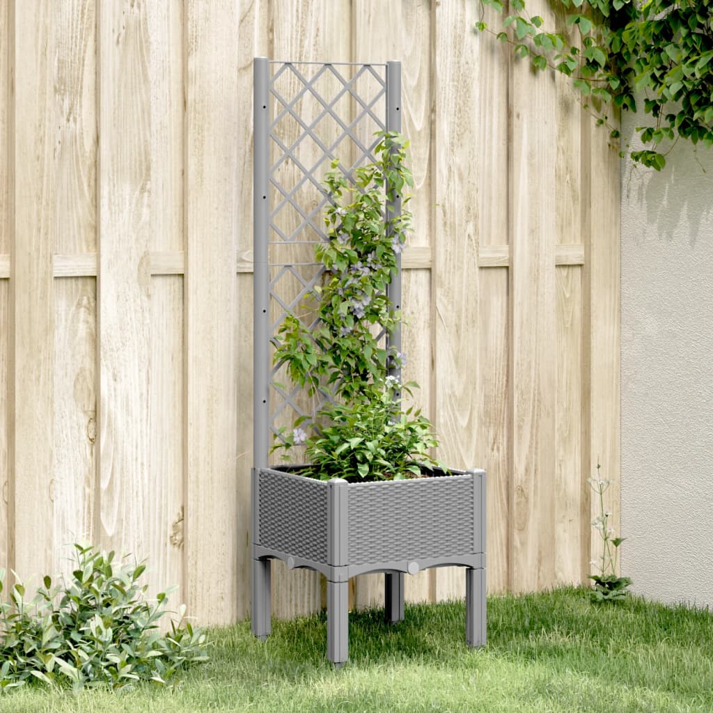 Fioriera da Giardino con Graticcio Grigio Chiaro 40x40x142cm PP 367917