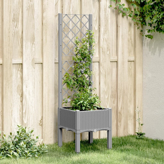 Fioriera da Giardino con Graticcio Grigio Chiaro 40x40x142cm PPcod mxl 91662