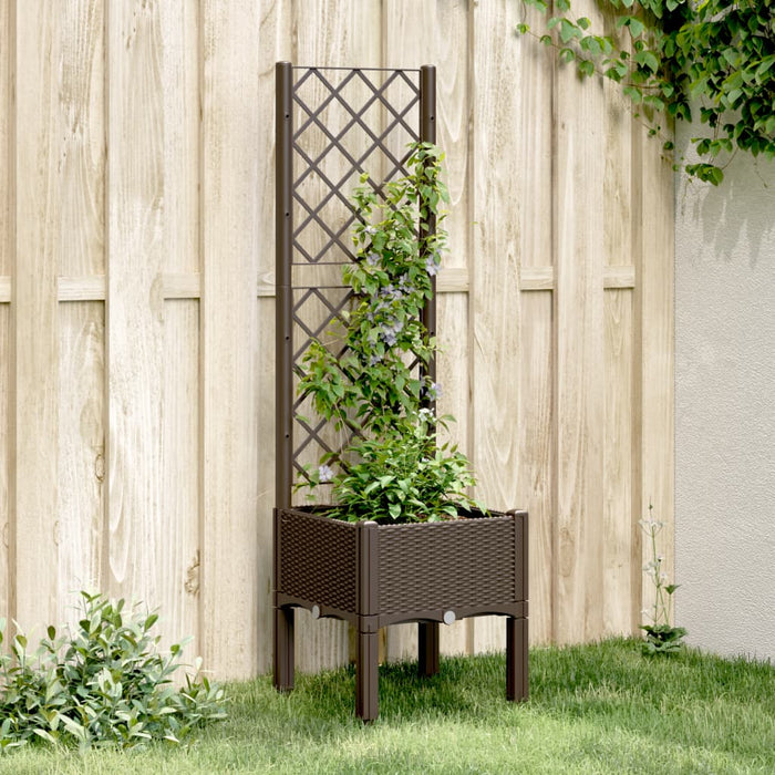 Fioriera da Giardino con Traliccio Marrone 40x40x142 cm in PPcod mxl 91661