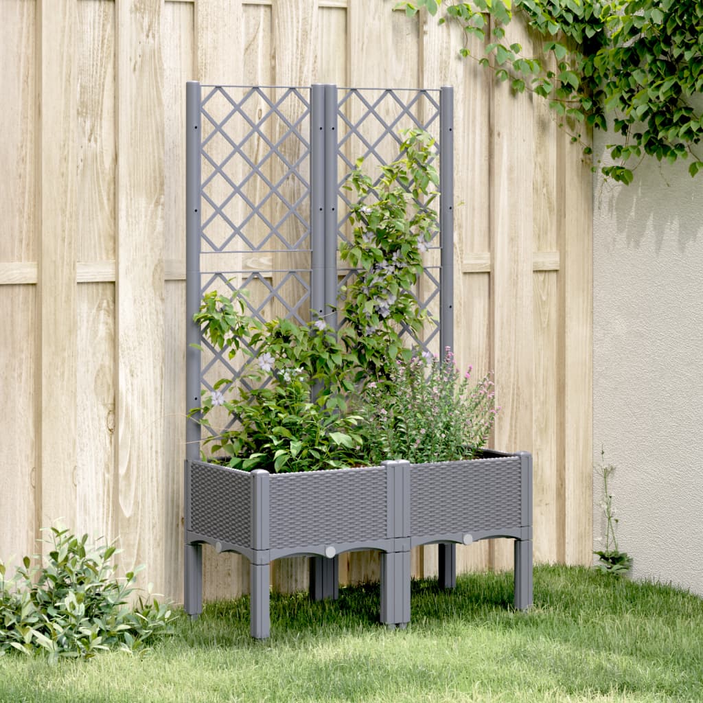 Fioriera da Giardino con Traliccio Grigia 80x40x142 cm in PPcod mxl 115622