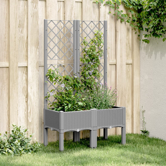 Fioriera da Giardino con Graticcio Grigio Chiaro 80x40x142cm PP 367922