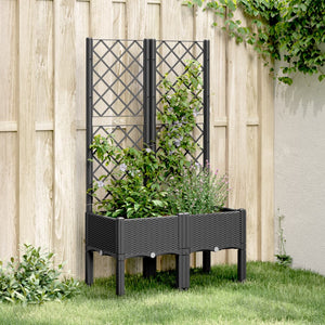 Fioriera da Giardino con Traliccio Nera 80x40x142 cm in PPcod mxl 115621