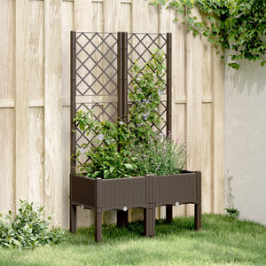 Fioriera da Giardino con Traliccio Marrone 80x40x142 cm in PP 367925