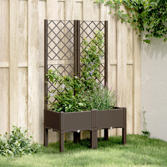 Fioriera da Giardino con Traliccio Marrone 80x40x142 cm in PP 367925