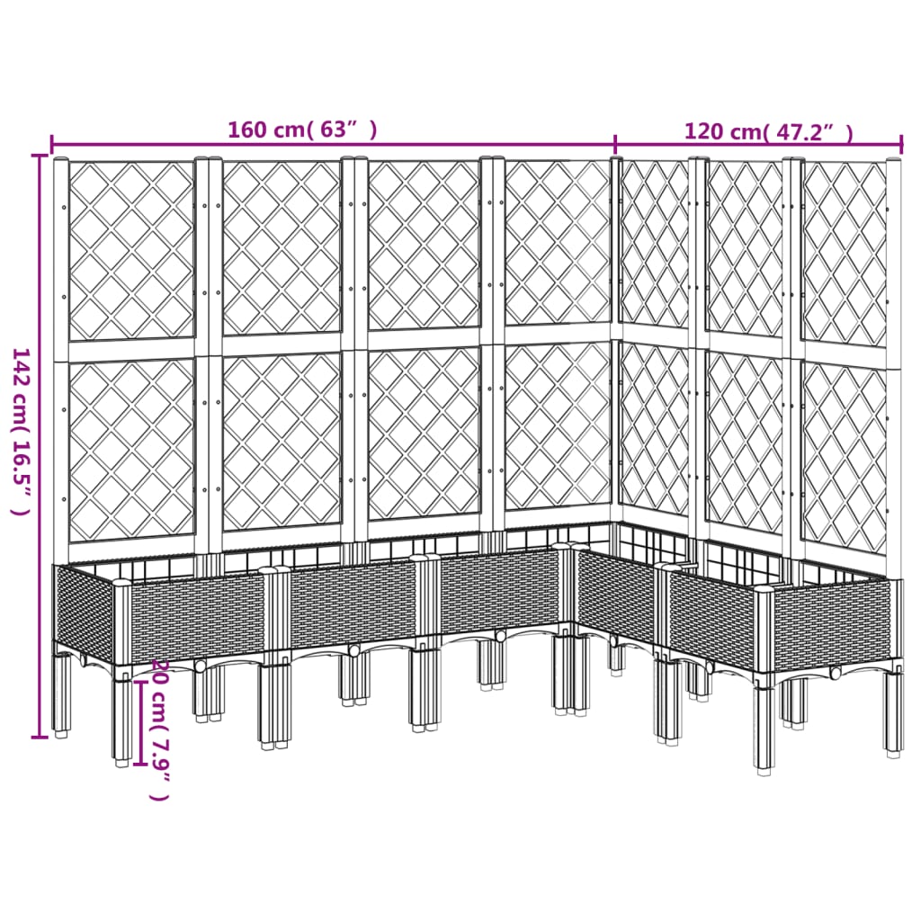 Fioriera da Giardino con Traliccio Nera 160x120x142 cm in PP 367938