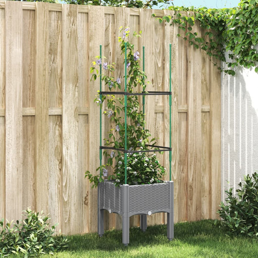 Fioriera da Giardino e Graticcio Grigio Chiaro 40x40x142,5cm PP 367947