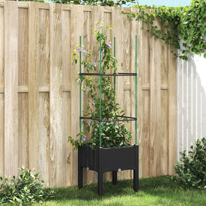 Fioriera da Giardino con Traliccio Nera 40x40x142,5 cm in PP 367948