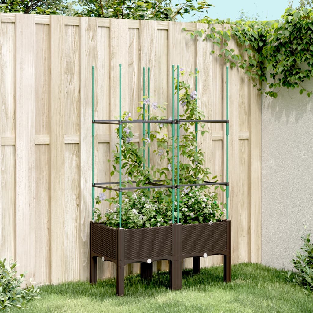 Fioriera da Giardino con Traliccio Marrone 80x40x142,5 cm in PPcod mxl 91918