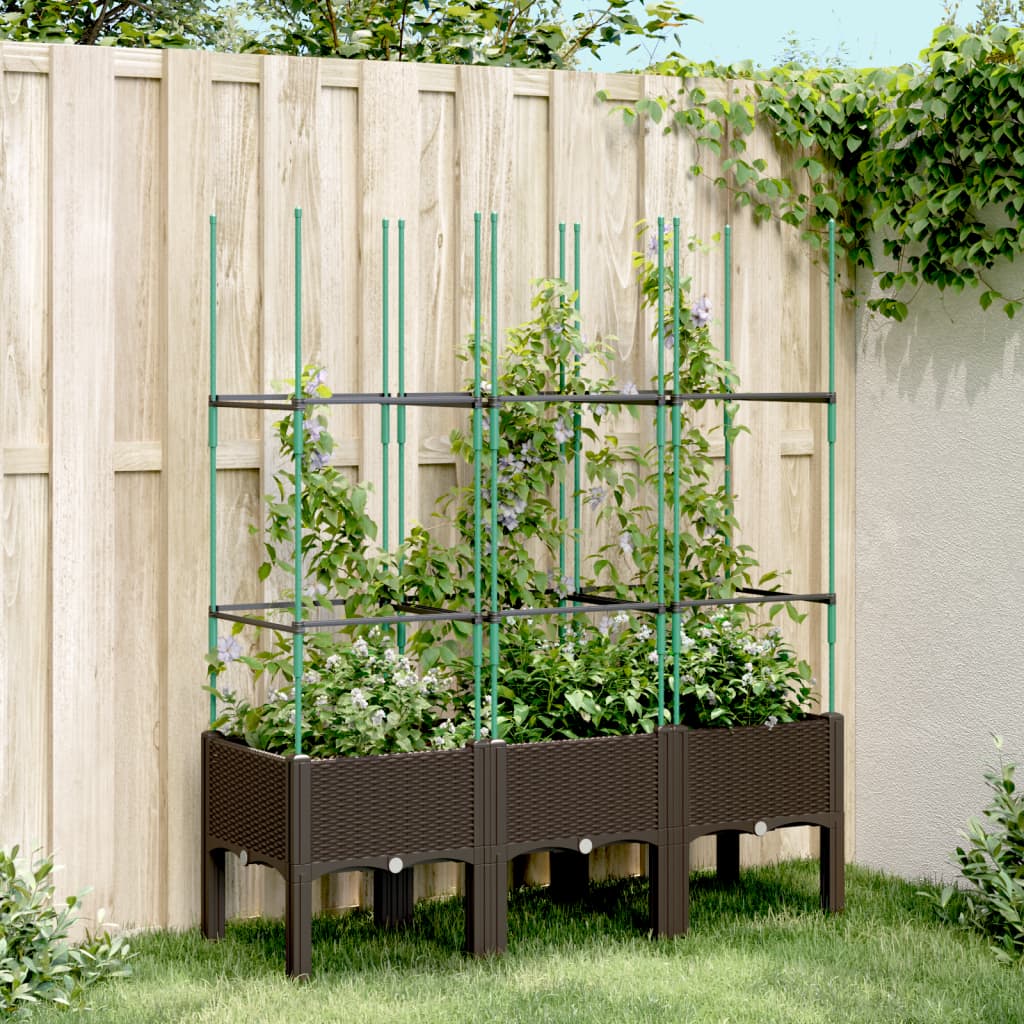 Fioriera da Giardino con Traliccio Marrone 120x40x142,5cm in PPcod mxl 91911