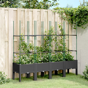 Fioriera da Giardino con Traliccio Nera 160x40x142,5 cm in PP 367963