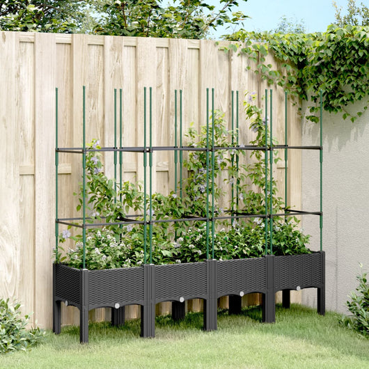 Fioriera da Giardino con Traliccio Nera 160x40x142,5 cm in PPcod mxl 115913