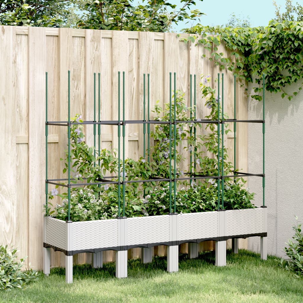 Fioriera da Giardino con Graticcio Bianco 160x40x142,5 cm PP 367964