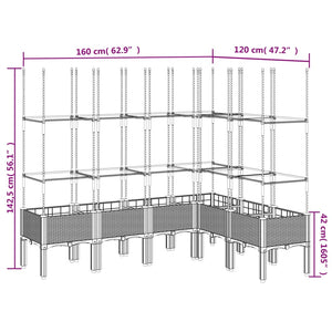 Fioriera Giardino con Graticcio Grigia 160x120x142,5 cm in PP 367966