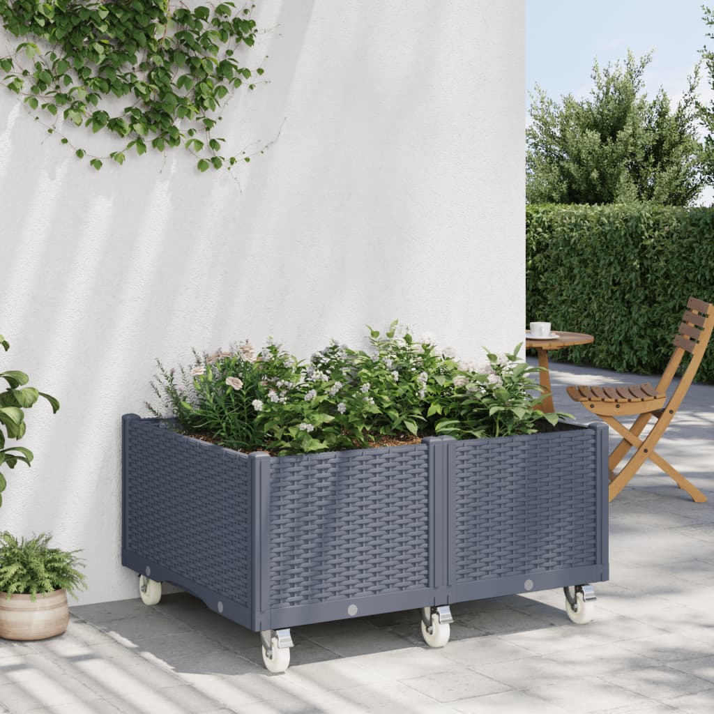 Fioriera da Giardino con Ruote Grigia 100x80x54 cm in PPcod mxl 115915