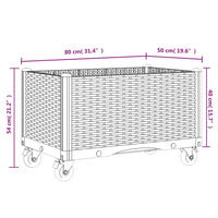 Fioriera da Giardino con Ruote Grigio Chiaro 80x50x54 cm in PP 367981